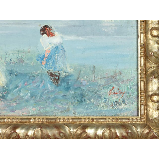 1920s Bailey, Impressionist Soft Blue Riverscape, Early 20th Century, Oil on Canvas, Framed For Sale - Image 5 of 5