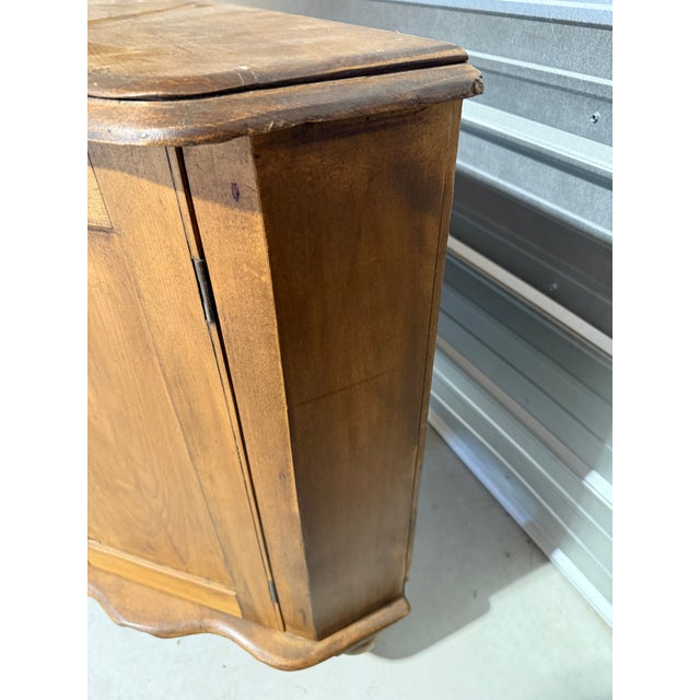 Antique Pine Serpentine Sideboard With Drawers and Cabinet Storage From England For Sale - Image 15 of 18