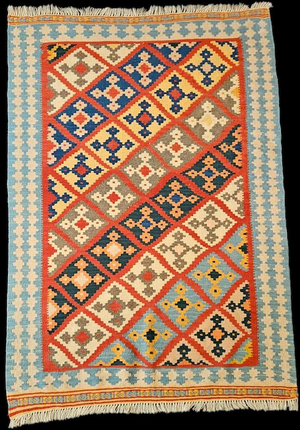Afghan Handmade Kilim with Polychrome Geometric Pattern, 1990s