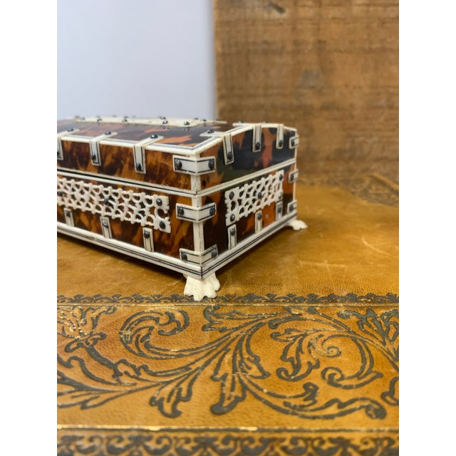 19th Century Antique Anglo-Indian Trinket Box. Made in Vizagapatam, India in circa 1860-1880. Sandalwood box covered in...