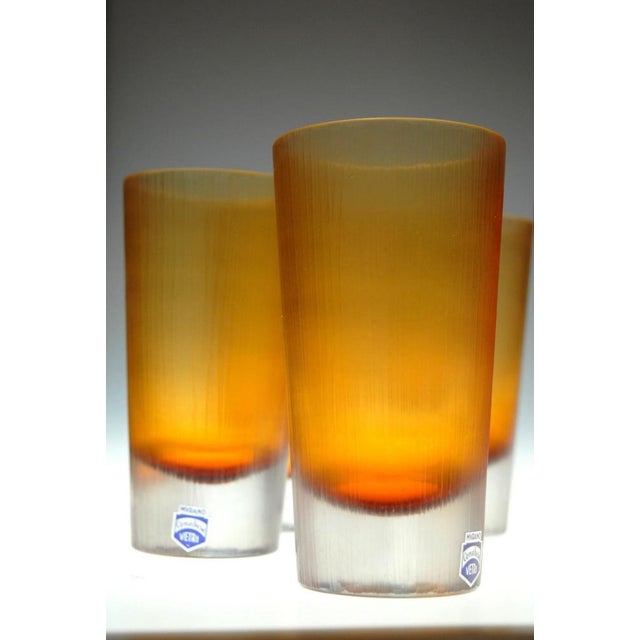 Murano Amber Glasses by Cenedese in the style of Carlo Scarpa, 1980s, Set of 8 For Sale - Image 15 of 18