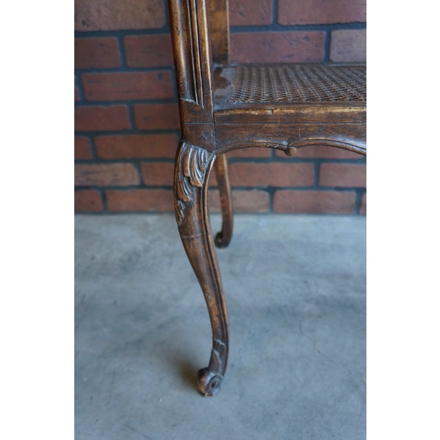 Antique French Carved Walnut Cane End Table For Sale - Image 6 of 9