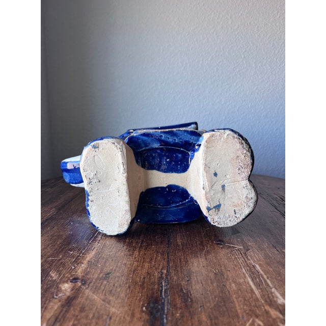 Vintage Elephant Indoor/Outdoor Cobalt Blue Planter 10” Tall For Sale - Image 9 of 9
