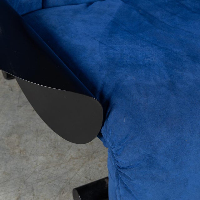 20th Century Italian Blue Alcantara Leather Reclining Armchairs from Cinova,1980s, Set of 2 For Sale - Image 10 of 18