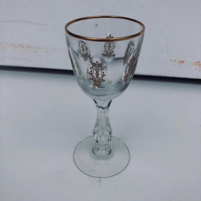 Vintage Tiffin-Franciscan "Palais Versailles" Crystal Clear & Gold Cocktail Glass For Sale In New York - Image 6 of 6