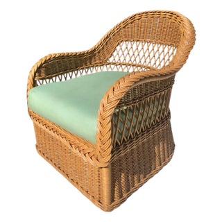 Henry Link Braided Rattan Lounge Chair For Sale