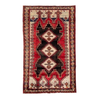 Vintage Persian Handmade Geometric Wool Rug For Sale