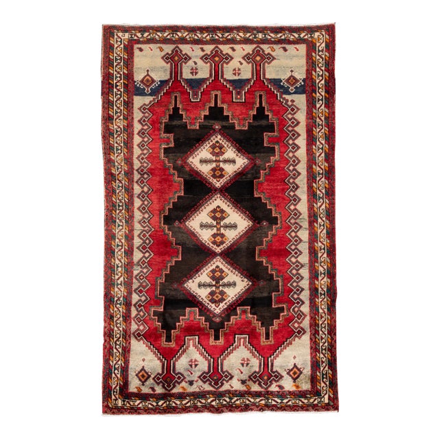 Vintage Persian Handmade Geometric Wool Rug For Sale