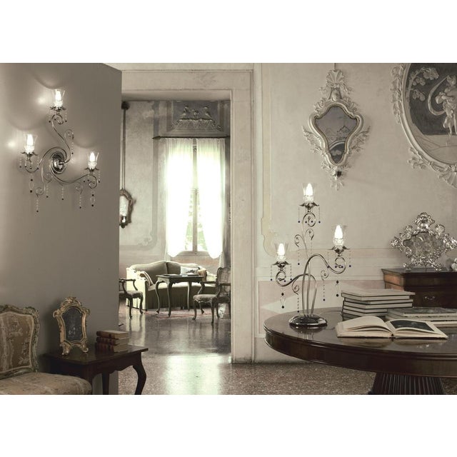 Gold Fenice Crystal 3 Lights Wall Sconce in Polished Chrome and Glass by Aggiolight For Sale - Image 8 of 9