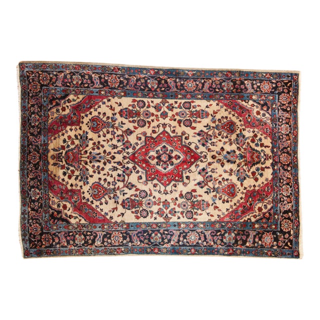 Antique Mohajeran Sarouk Rug - 4'11" x 7'1" For Sale