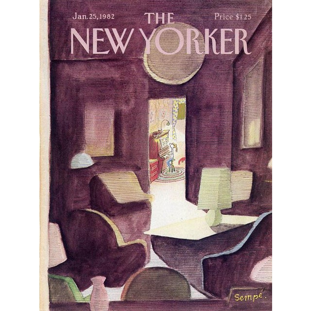 Original vintage New Yorker magazine cover dated January 25, 1982 featuring a Music and Piano theme. Cover illustration by...