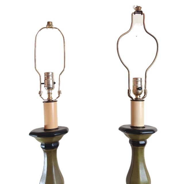 1970s Vintage MCM Hollywood Regency Style Table Lamps One Pair For Sale - Image 5 of 5