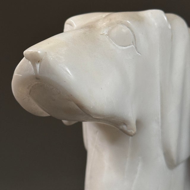 Vintage Italian Hand Carved Alabaster Dog Bookends (Pair) For Sale - Image 10 of 12