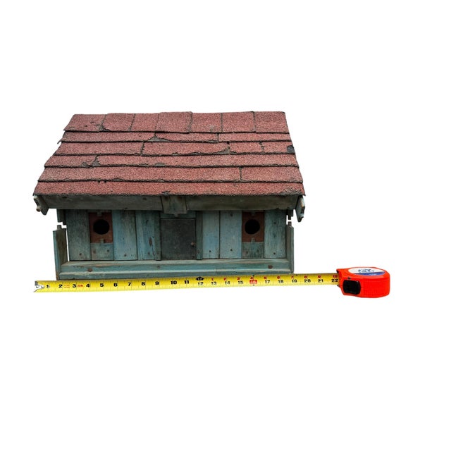 Unique Mid 20th Century Birdhouse in Robin's Egg Blue Shingled Roof For Sale - Image 11 of 12