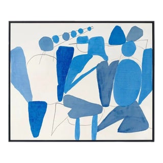 Mid Century Abstract Original Framed Oil Painting on Silk Canvas For Sale