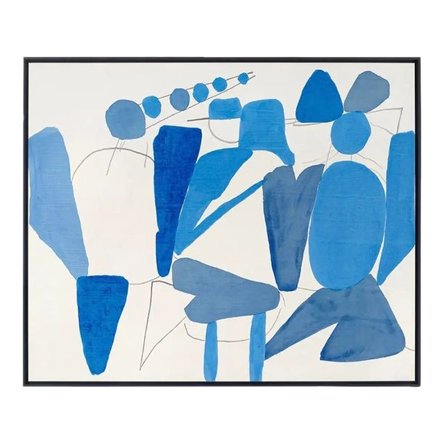 Mid Century Abstract Original Framed Oil Painting on Silk Canvas For Sale