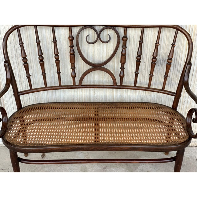 20th Century Bentwood Sofa in the Thonet Style, circa 1925, Caned Seat For Sale - Image 16 of 18