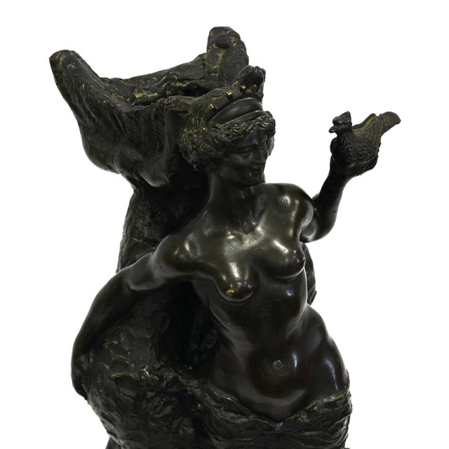 This elegant signed bronze sculpture by the Italian sculptor Ferdinando De Luca, dated 1921, is an exceptional example of...