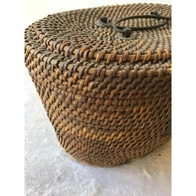 1920s Chinese Wicker and Brass Lunch Basket For Sale - Image 10 of 13