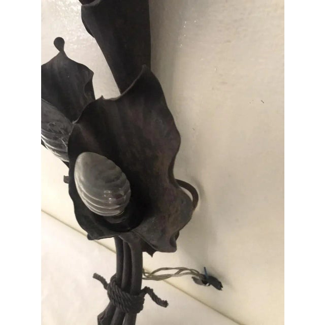 Black Antique Wrought Iron Sconce For Sale - Image 8 of 10