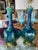 Vintage Pair of Blue Green Ceramic Table Lamps Brass Greek Key Base - a Pair For Sale - Image 4 of 11