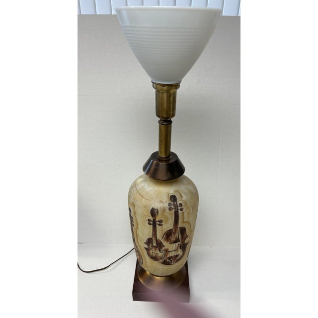 1950s Mid-Century Modern Hand Painted Musical Lamp For Sale - Image 9 of 10