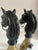 Pair of Vintage English Equestrian Horse Heads and Brass Hoof Andirons For Sale - Image 9 of 9