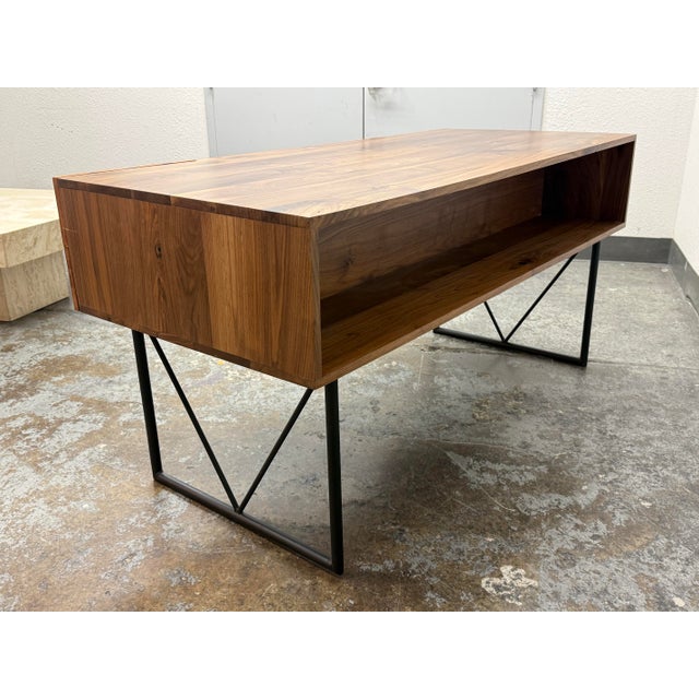 Wood Crate & Barrel Atwood Rustic Industrial Desk For Sale - Image 7 of 12