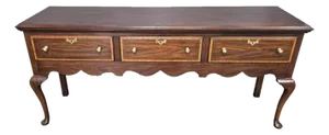 1980s Henkel Harris Jamestown Collection Banded Mahogany Sideboard Huntboard Virginia