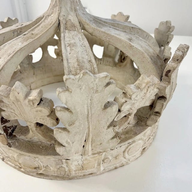 Wood Antique French Carved Wood Crown Pediment Canopy Crown For Sale - Image 7 of 11