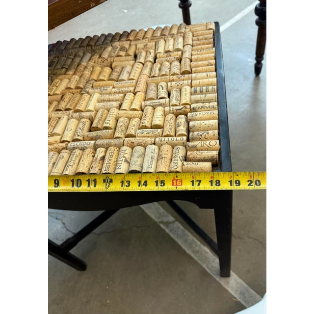 Antique Brown Oak End Table With Cork Top Signed on Bottom From Grand Rapids For Sale In Atlanta - Image 6 of 7