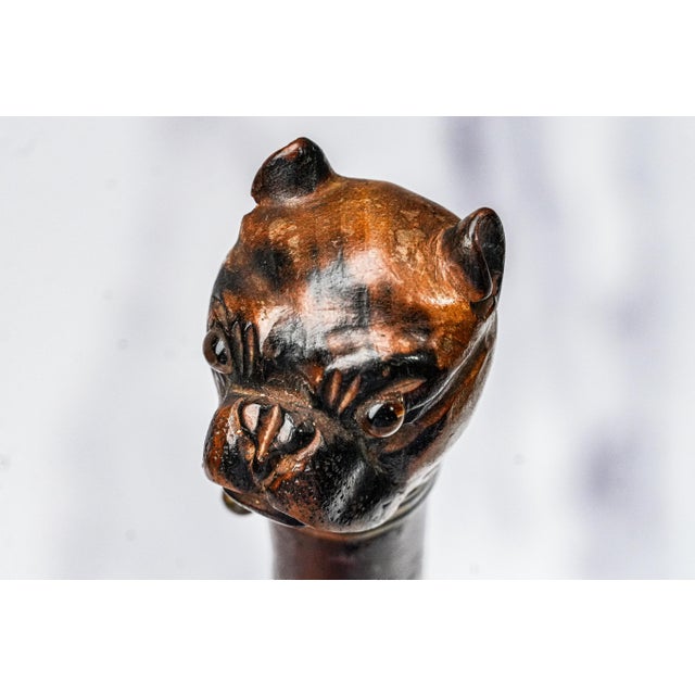 Brown Amazing Hand Carved Wood British Bull Dog Antique Desk Letter Opener Office Decor For Sale - Image 8 of 12