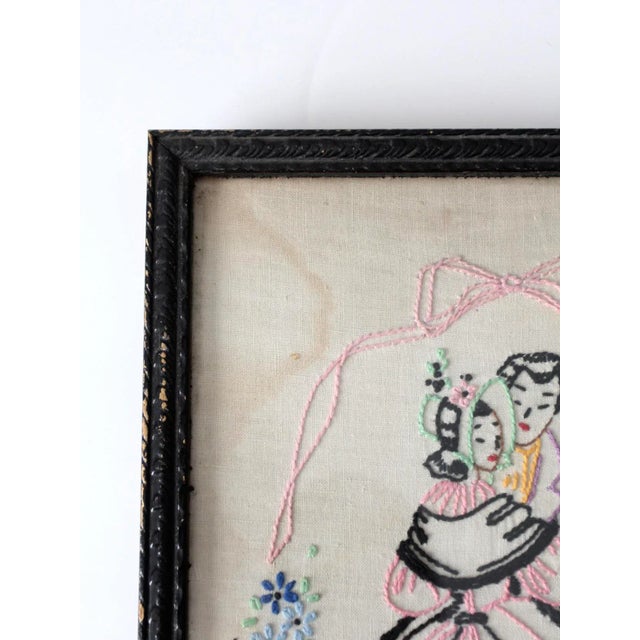 Vintage Framed Embroidered Textile Wall Art For Sale - Image 6 of 9