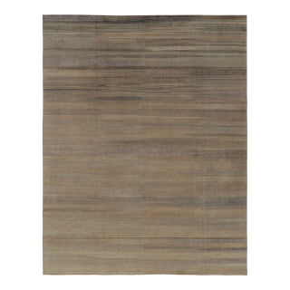 Rug & Kilim’s Modern Textural Rug, Tone-on-Tone Beige and Light Blue Striae For Sale