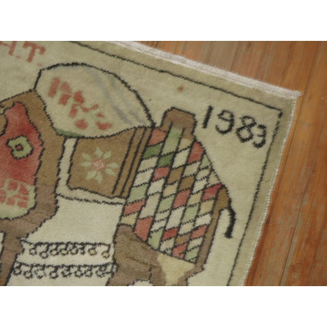 1980s Pictorial Turkish Camel Rug For Sale - Image 4 of 6