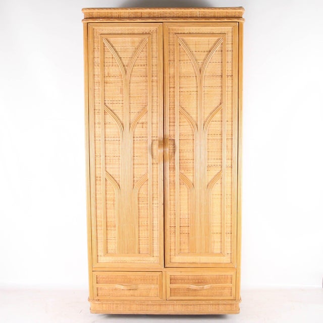 Rattan and Raffia Wardrobe, 1970s For Sale - Image 4 of 15