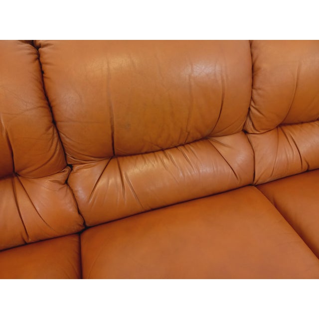 Tan Vintage Cognac and Camel Leather Sofa, 1970s For Sale - Image 8 of 18