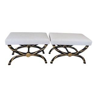 Ebony and Gold Neoclassical Style Benches- a Pair For Sale