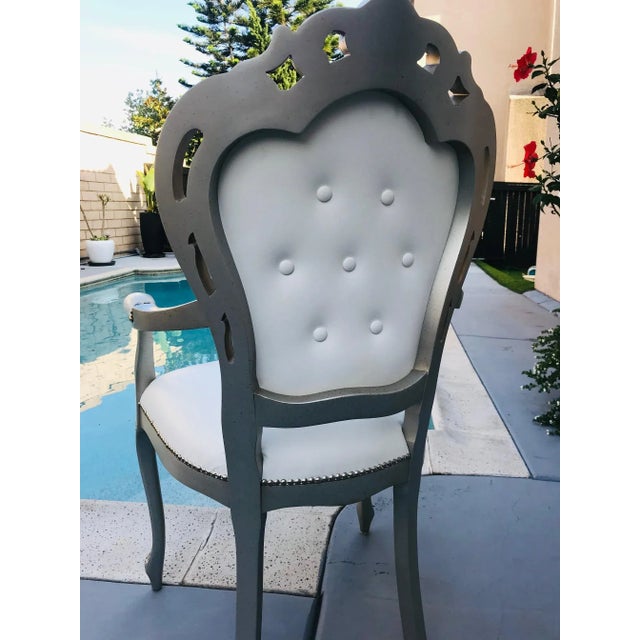 White White Leather Baroque Rococo Style Dining Arm Chairs - Set of 6 For Sale - Image 8 of 12