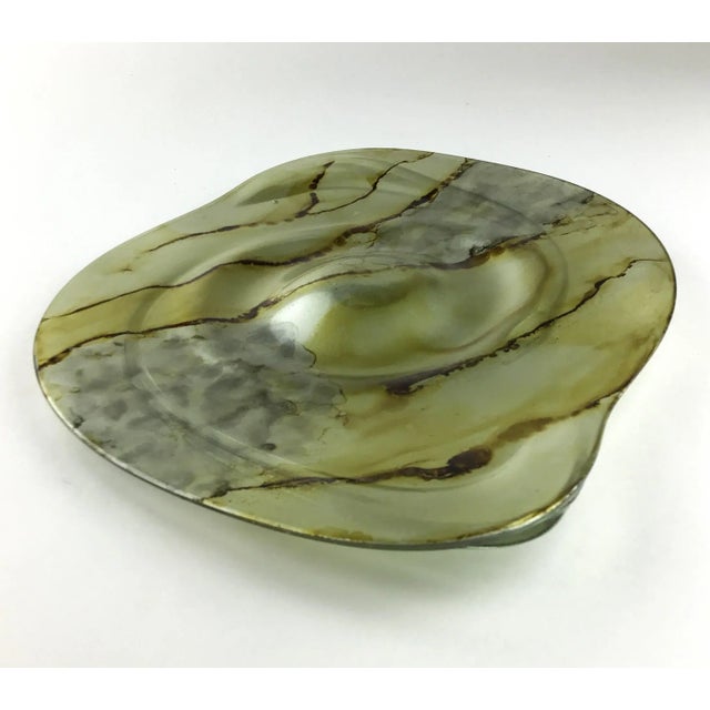 Art Deco Artisan Abstract Glass Fruit Platter Plate Mexico For Sale - Image 3 of 13