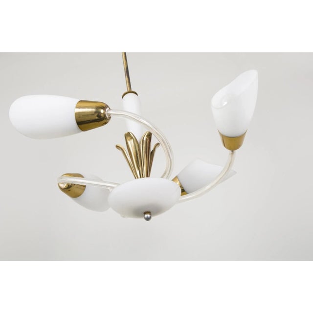 1960s Brass and Glass Chandelier, 1960s For Sale - Image 5 of 6