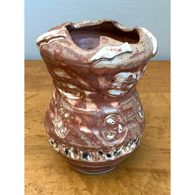 Terra Cotta Vintage Abstract Studio Pottery Vase For Sale - Image 8 of 12