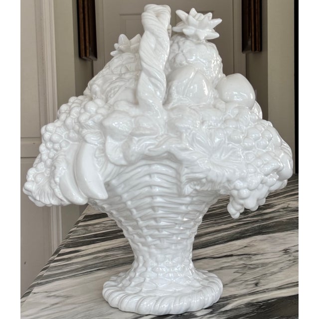 Vintage Bordallo Pinheiro Large Scale Trompe l'Oleil Fruit Basket For Sale - Image 15 of 18