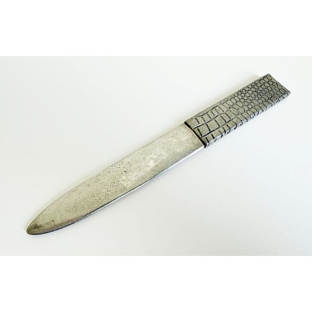 French Pewter Crocodile Embossed Desk Set - Set of 3 For Sale In Sacramento - Image 6 of 8