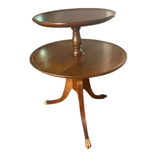 1950s Vintage Mahogany 2 Tier Dumbwaiter Table For Sale