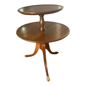 1950s Vintage Mahogany 2 Tier Dumbwaiter Table