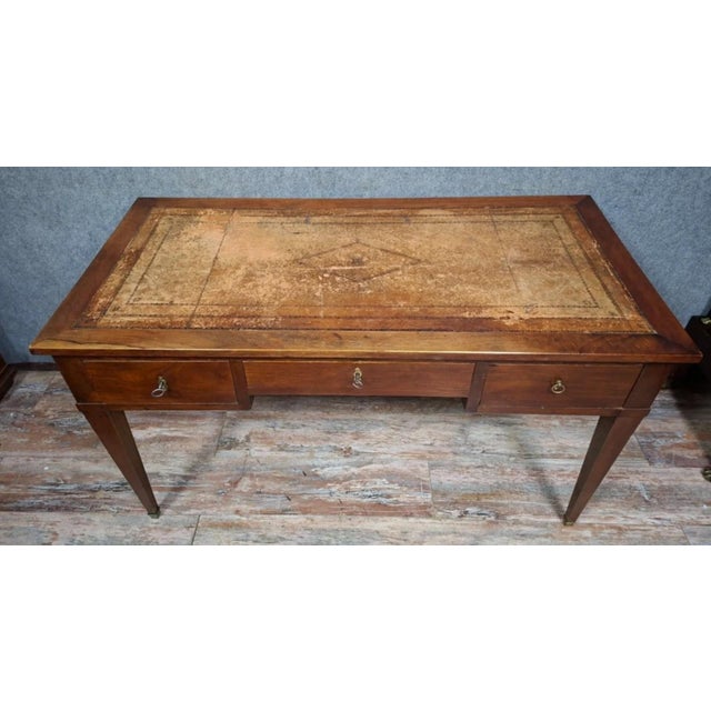 Brown Louis XVI Flat Desk in Mahogany For Sale - Image 8 of 12
