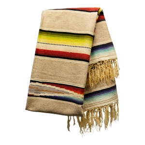 Mid Twentieth Century Southwest Style Hand Loomed Wool Sarape Blanket 77"