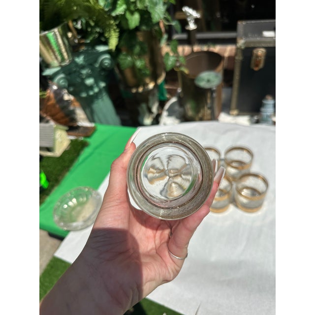 1970s Large Collection of Culver 22 Kt Gold Lowball Cocktail Glasses Scintilla Pattern- Set of 8 For Sale In Atlanta - Image 6 of 8