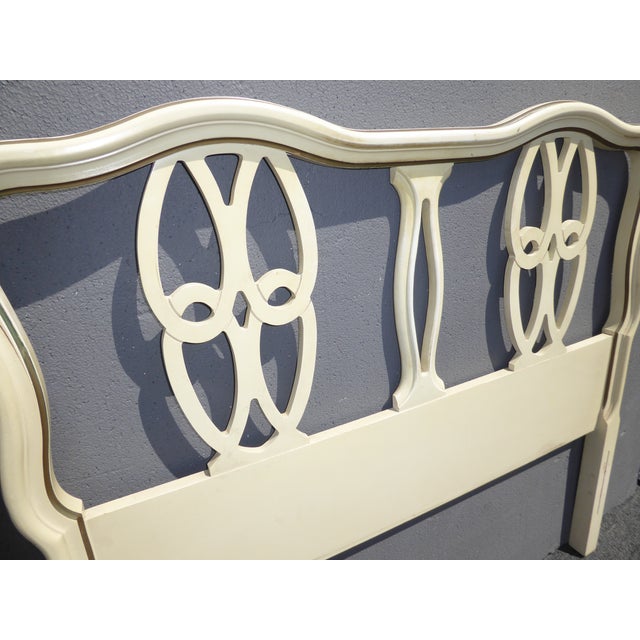 Vintage French Provincial Country Off White Twin Headboard & Footboard